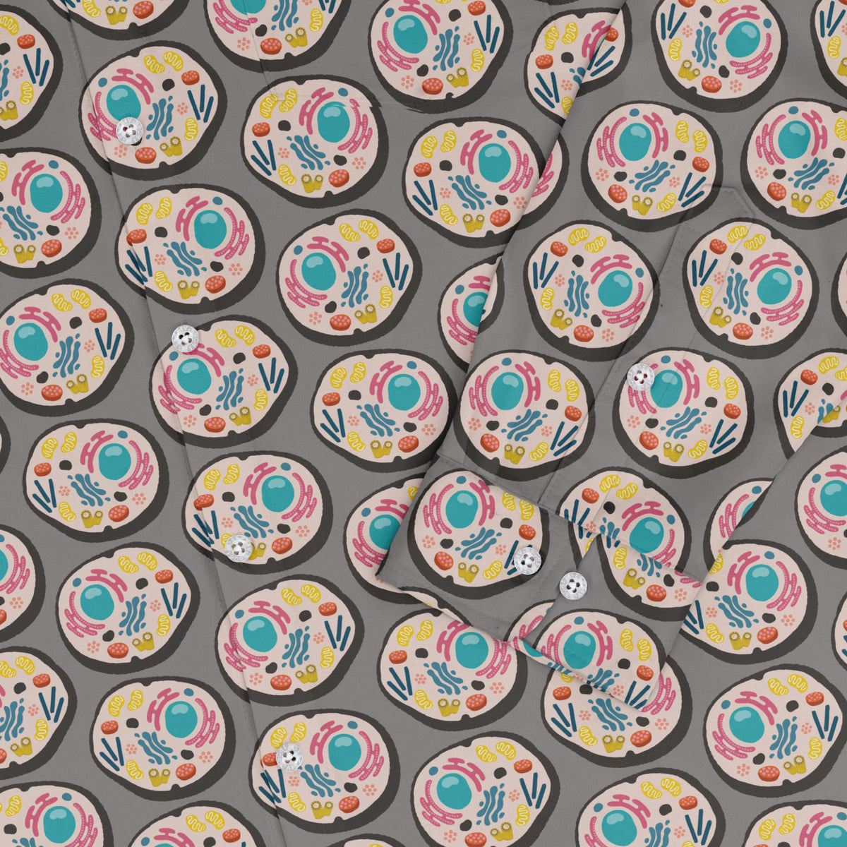 Organelle Organization Long Sleeve Button Up Shirt sleeve close