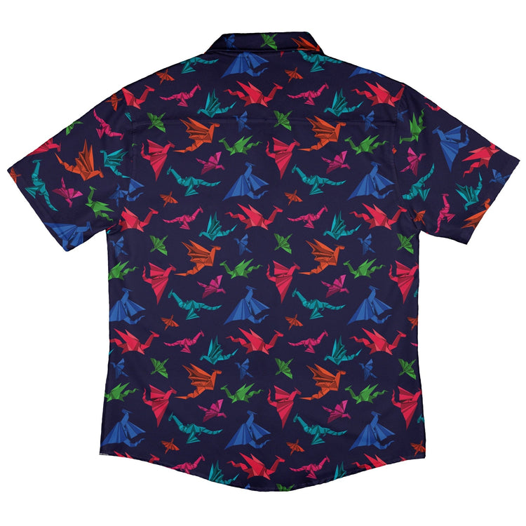 Origami Dark Button Up Shirt Geek Nerd adult sizing Designs by Nathan Fantasy Prints