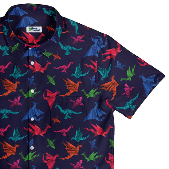 Origami Dark Button Up Shirt Geek Nerd adult sizing Designs by Nathan Fantasy Prints