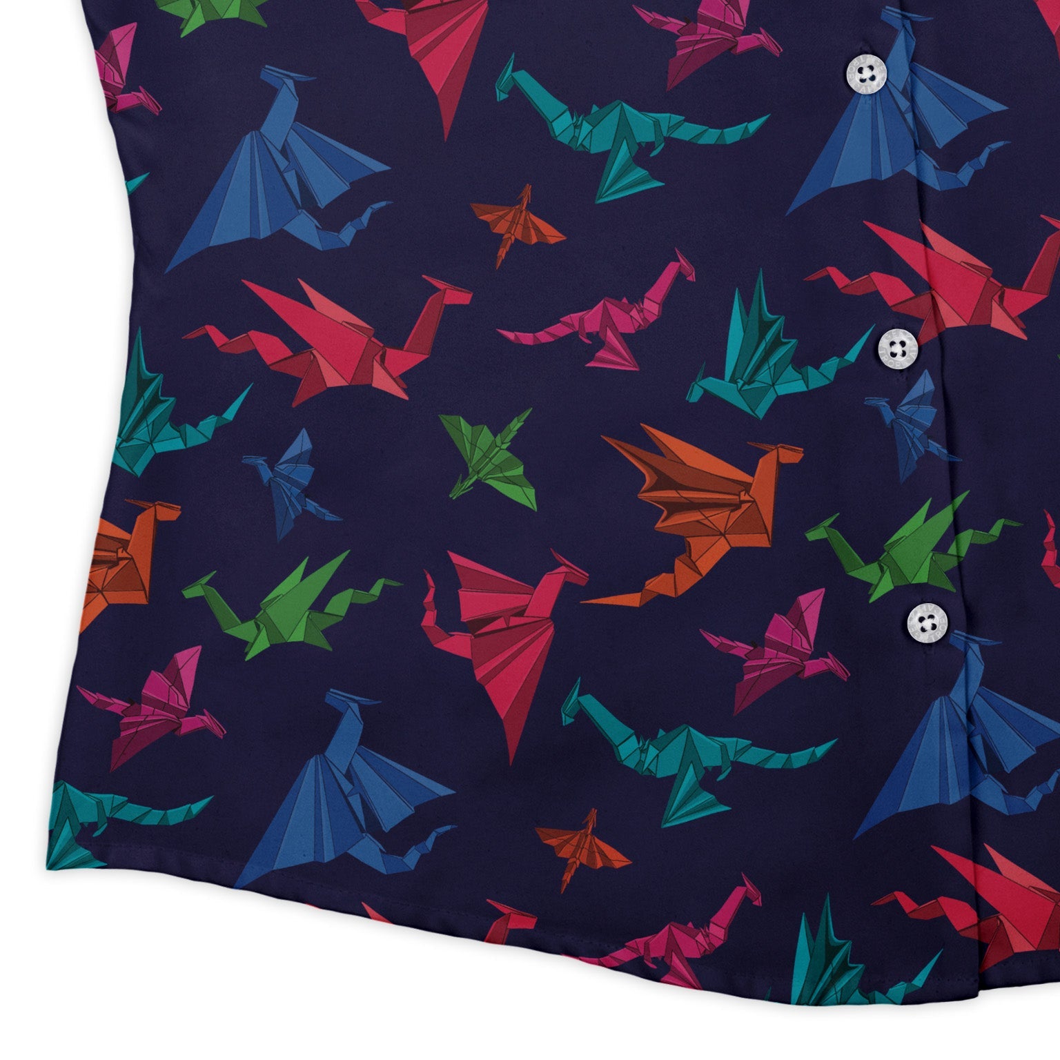 Origami Dragons Dark Curvy Button Up Shirt Geek Nerd Designs by Nathan Fantasy Prints q4