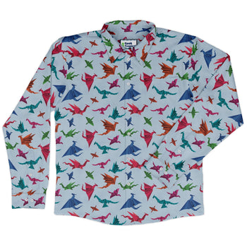 Origami Dragons Light Long Sleeve Button Up Shirt 2