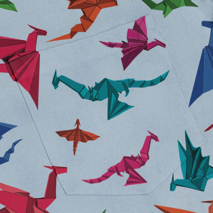 Origami Dragons Light Long Sleeve Button Up Shirt Geek Nerd adult sizing Designs by Nathan Fantasy Prints