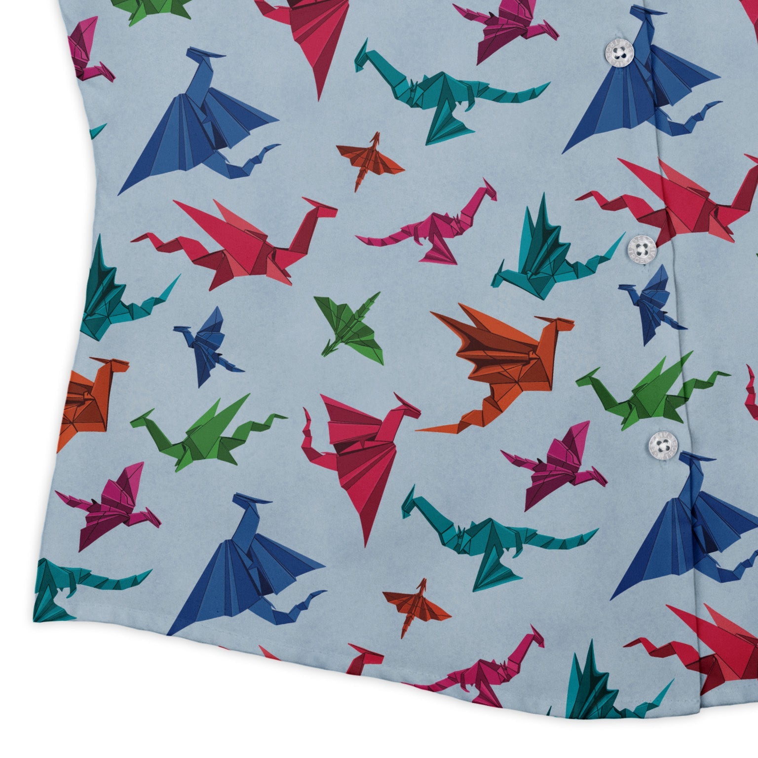 Origami Dragons Light Curvy Button Up Shirt Geek Nerd Designs by Nathan Fantasy Prints q4