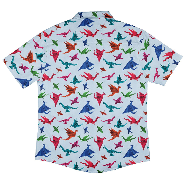 Origami Light Button Up Shirt Geek Nerd adult sizing Designs by Nathan Fantasy Prints