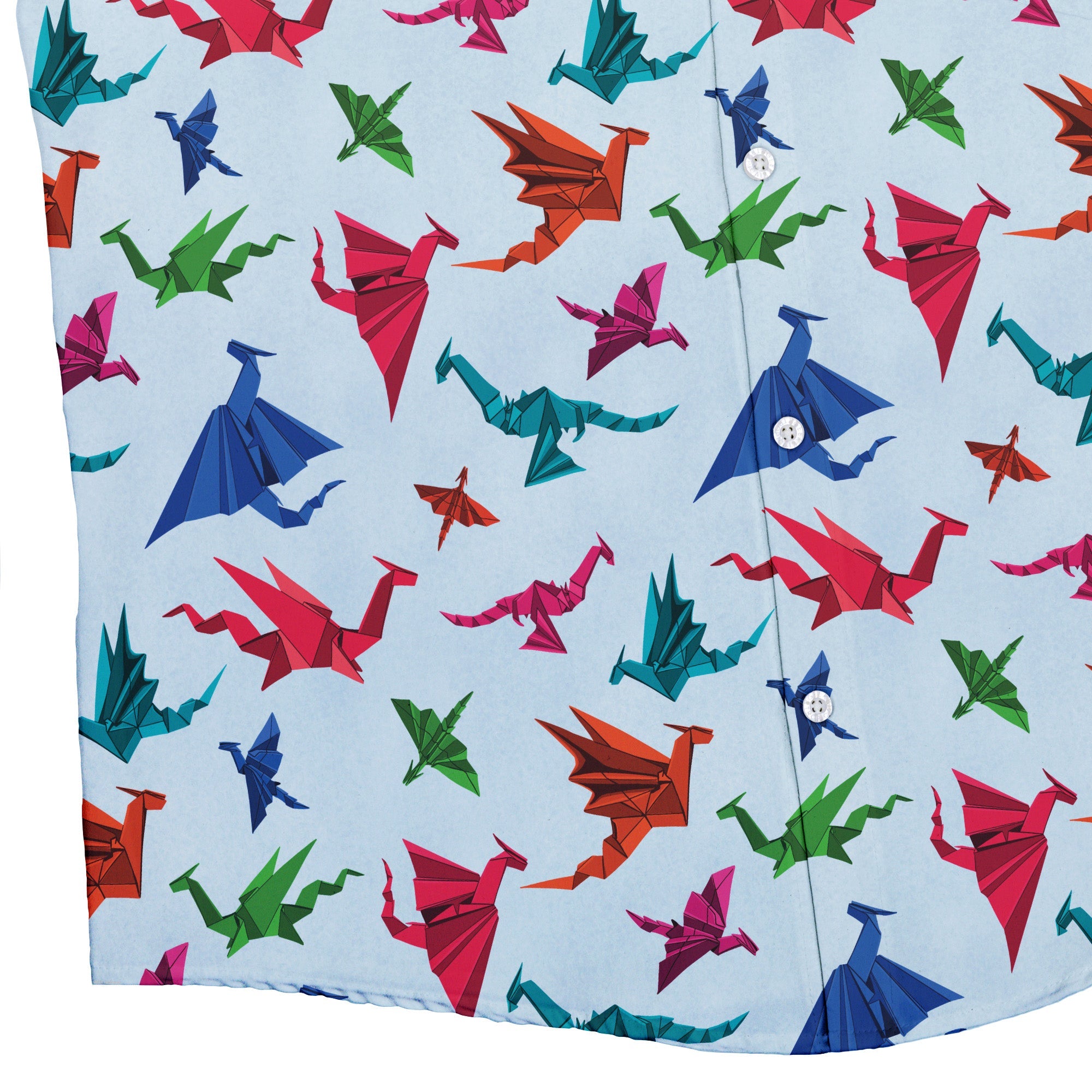 Origami Light Button Up Shirt Geek Nerd adult sizing Designs by Nathan Fantasy Prints