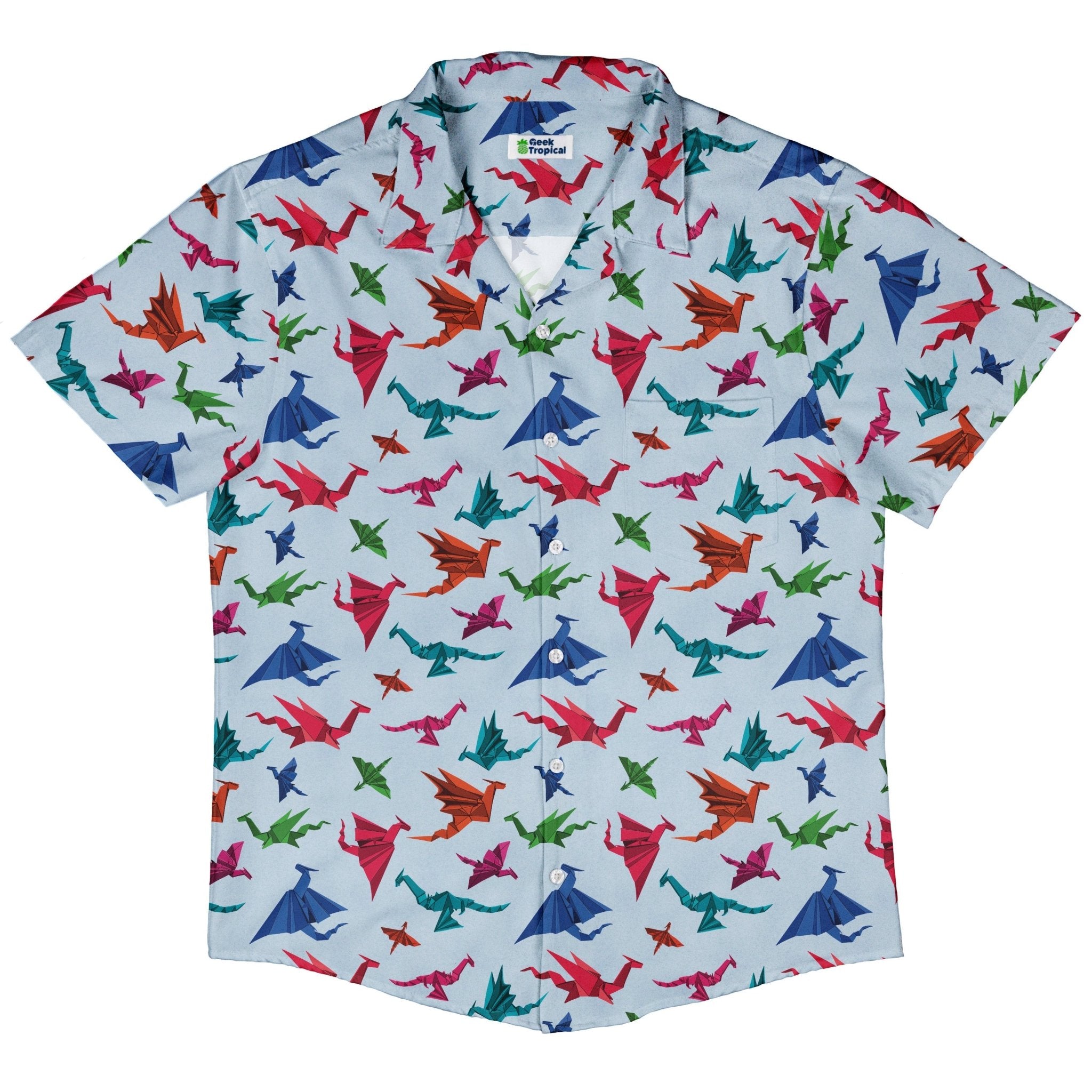 Origami Light Button Up Shirt Geek Nerd adult sizing Designs by Nathan Fantasy Prints