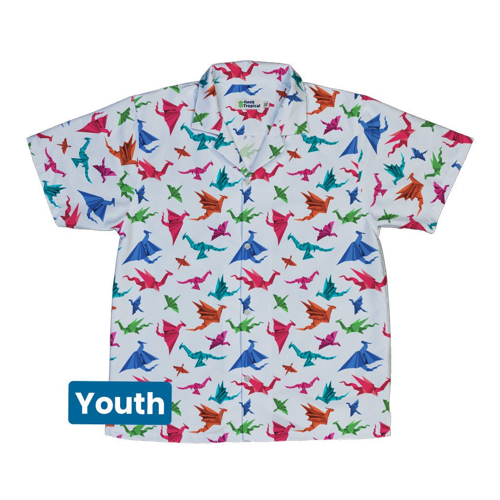 Origami Light Youth Hawaiian Shirt Geek Nerd Designs by Nathan Fantasy Prints q4