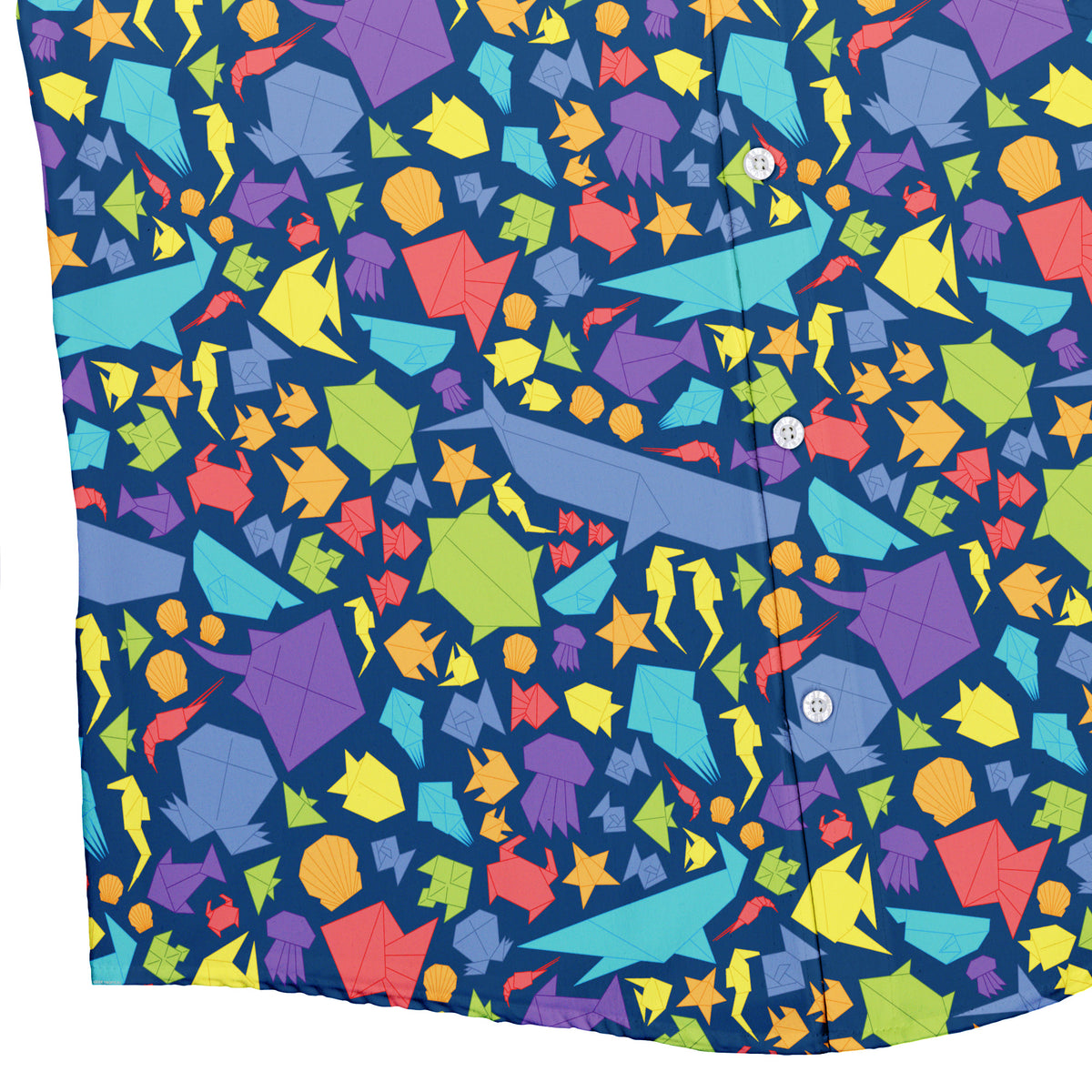 Origami Ocean Button Up Shirt Bottom Corner