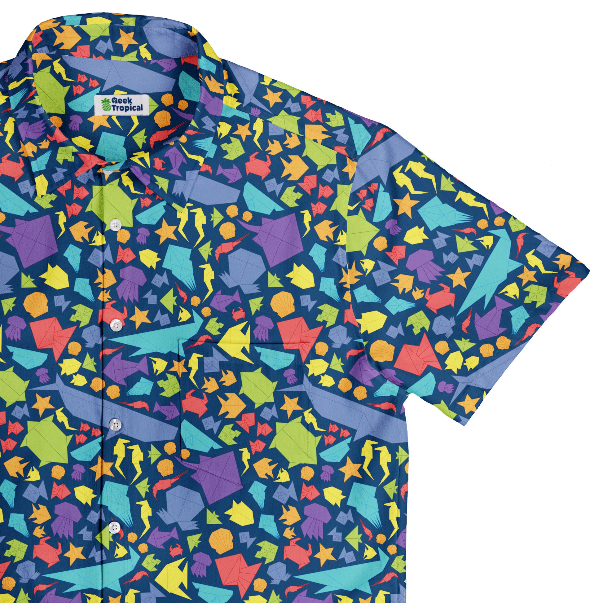 Origami Ocean Button Up Shirt Top Corner