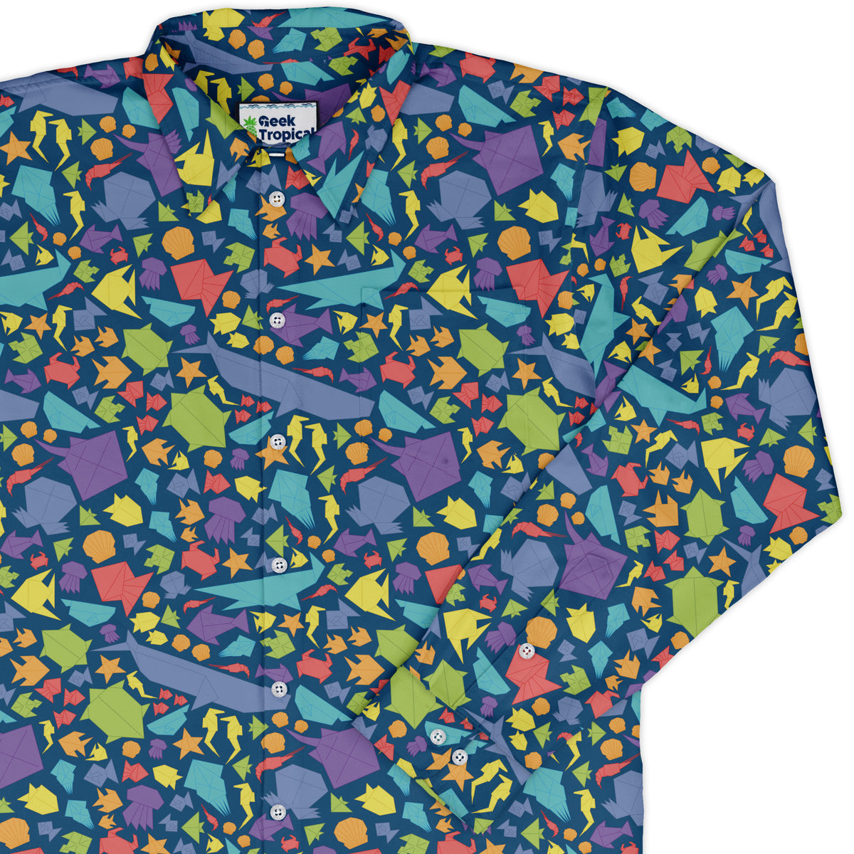 Origami Ocean Long Sleeve Button Up Shirt cover