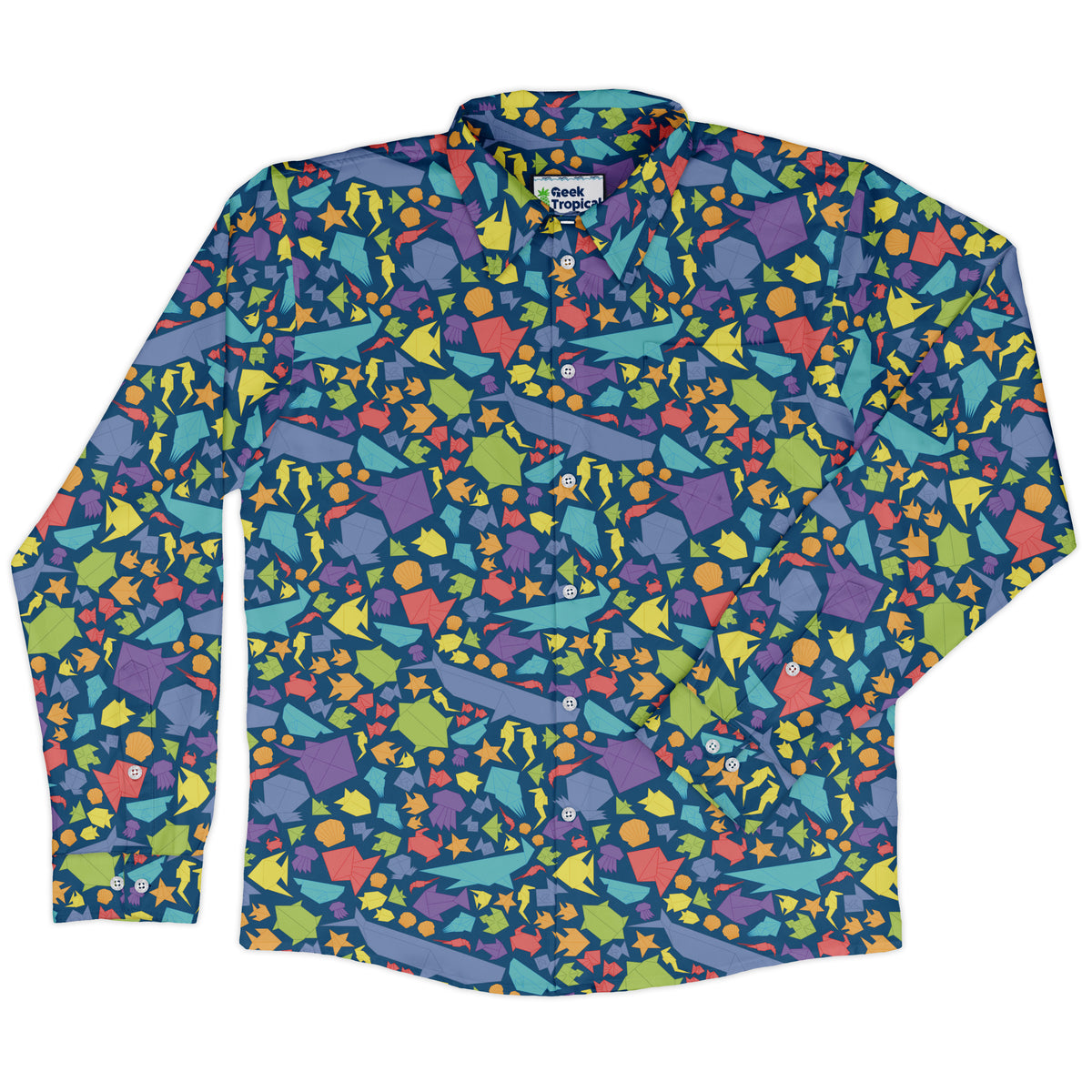 Origami Ocean Long Sleeve Button Up Shirt front