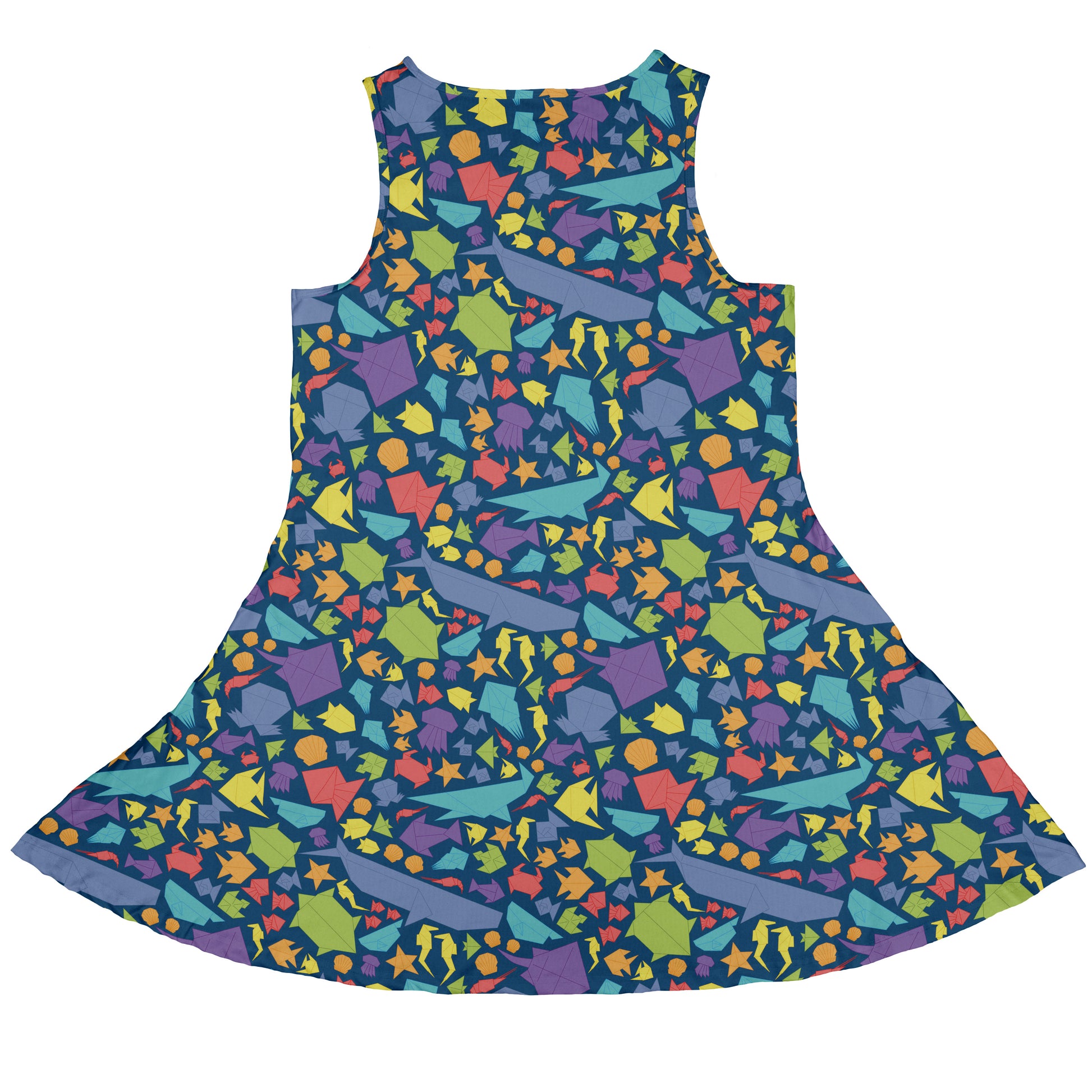 Origami Ocean Sleeveless Dress back