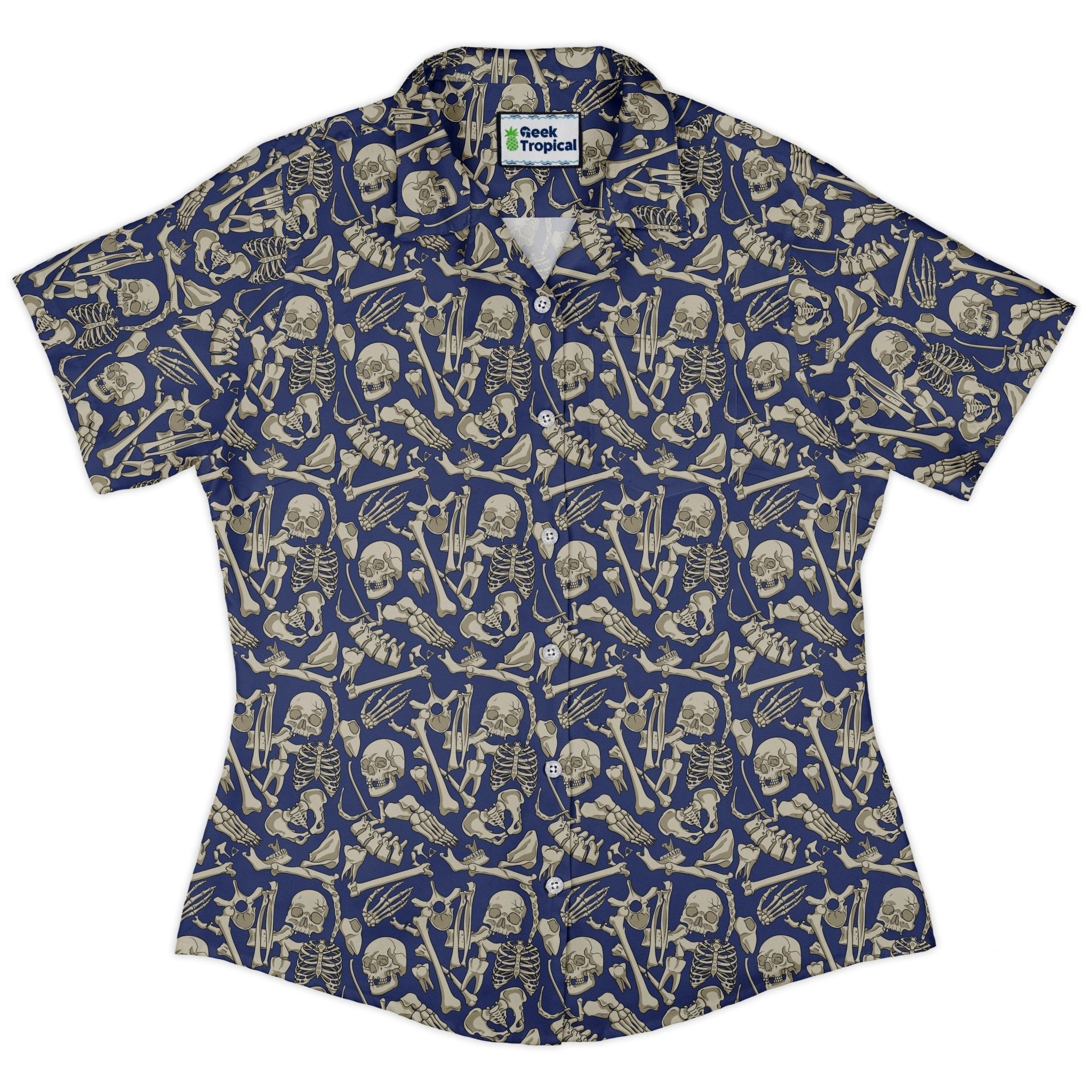 Osteology Dream Curvy Button Up Shirt Geek Nerd Design by Julie Kitzes q225 science print
