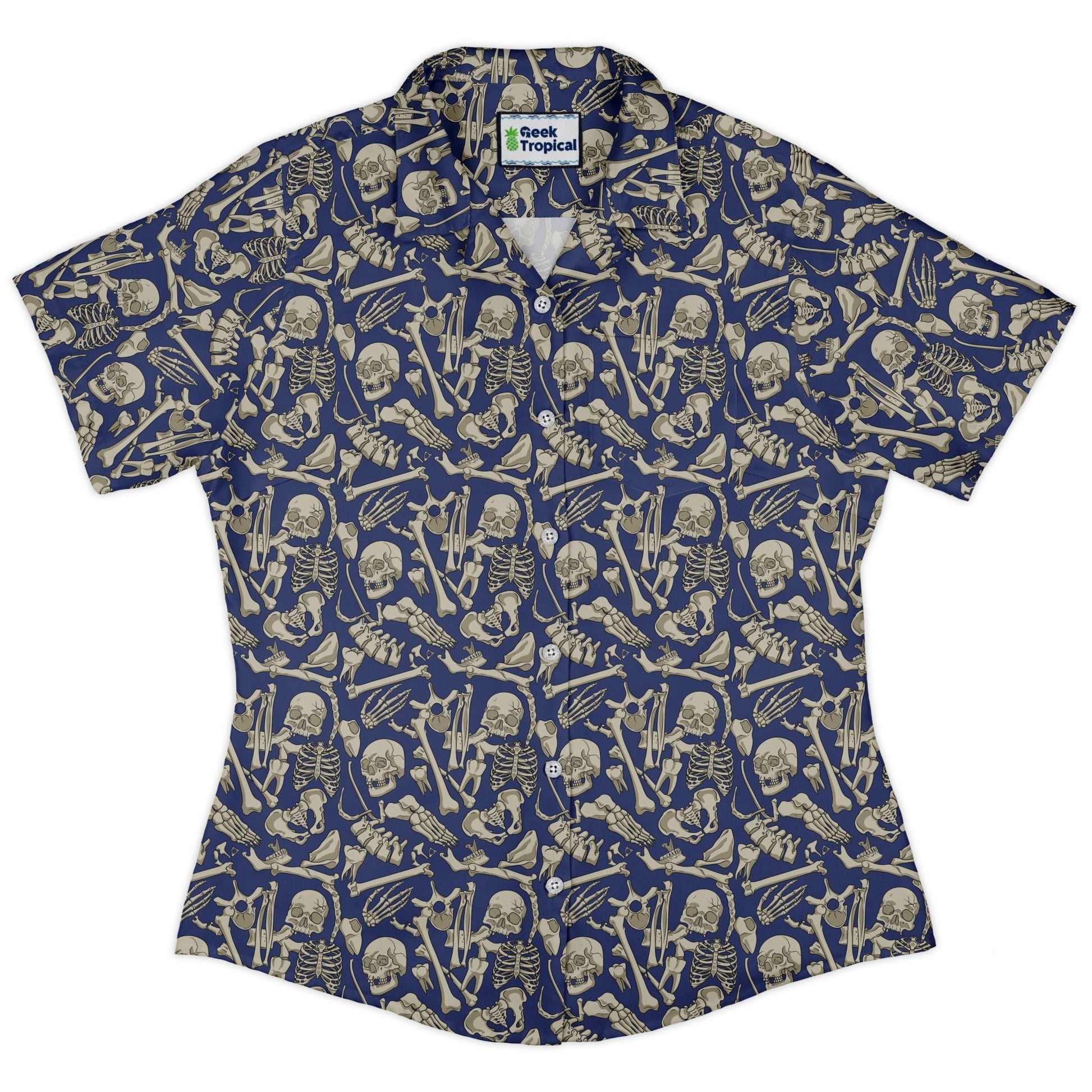 Osteology Dream Curvy Button Up Shirt Geek Nerd Design by Julie Kitzes q225 science print