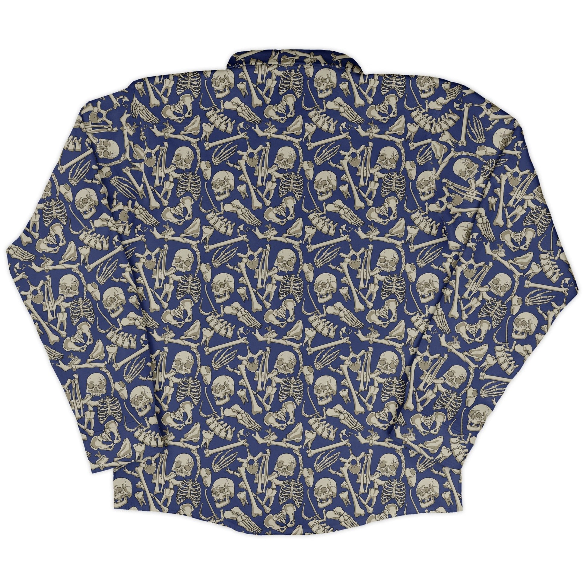 Osteology Dream Long Sleeve Button Up Shirt Geek Nerd adult sizing Design by Julie Kitzes FLOW DESC WRITING
