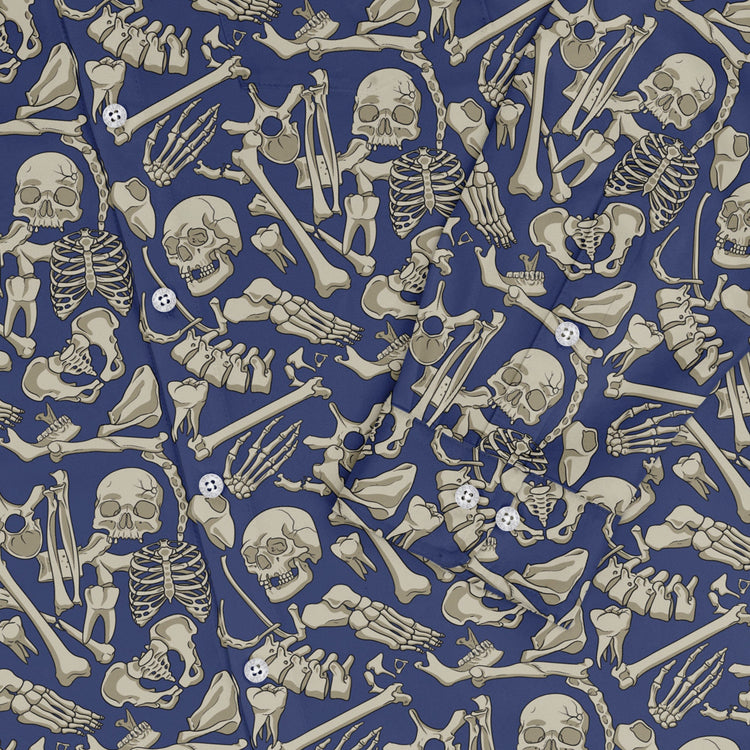 Osteology Dream Long Sleeve Button Up Shirt Geek Nerd adult sizing Design by Julie Kitzes FLOW DESC WRITING