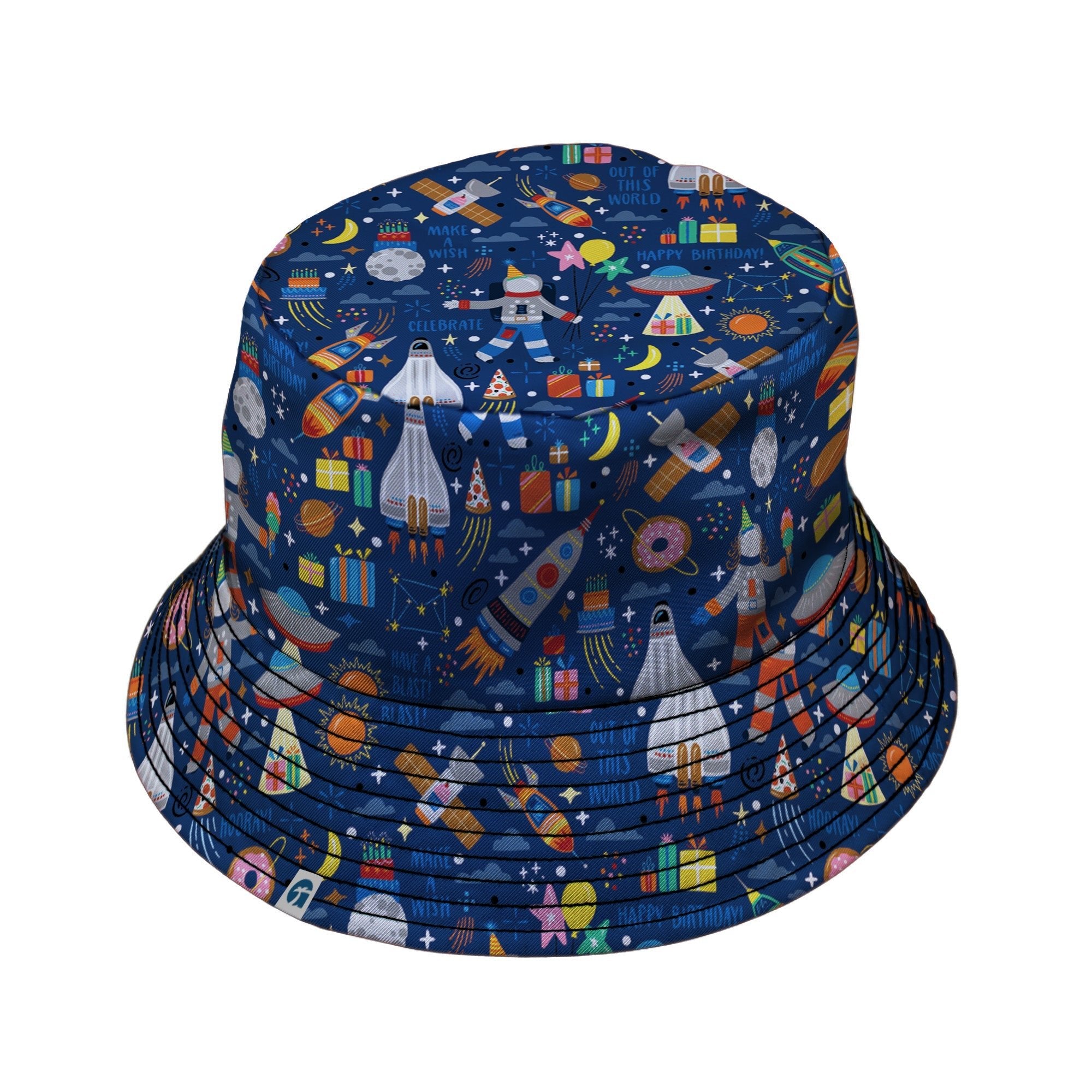 Outer Space Birthday Bucket Hat Geek Nerd Design by Zirkus Design lx - B outer space & astronaut print