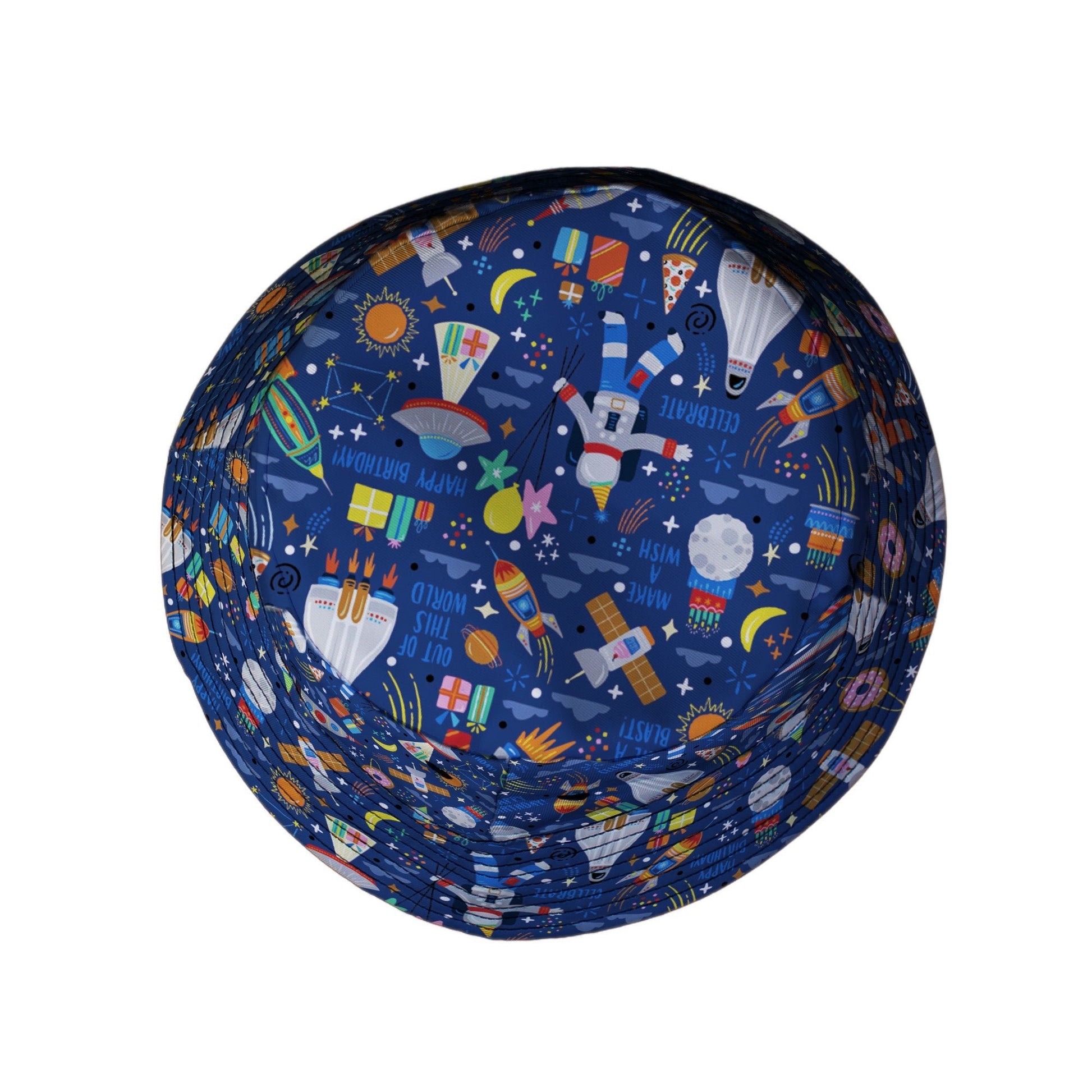 Outer Space Birthday Bucket Hat Geek Nerd Design by Zirkus Design lx - B outer space & astronaut print