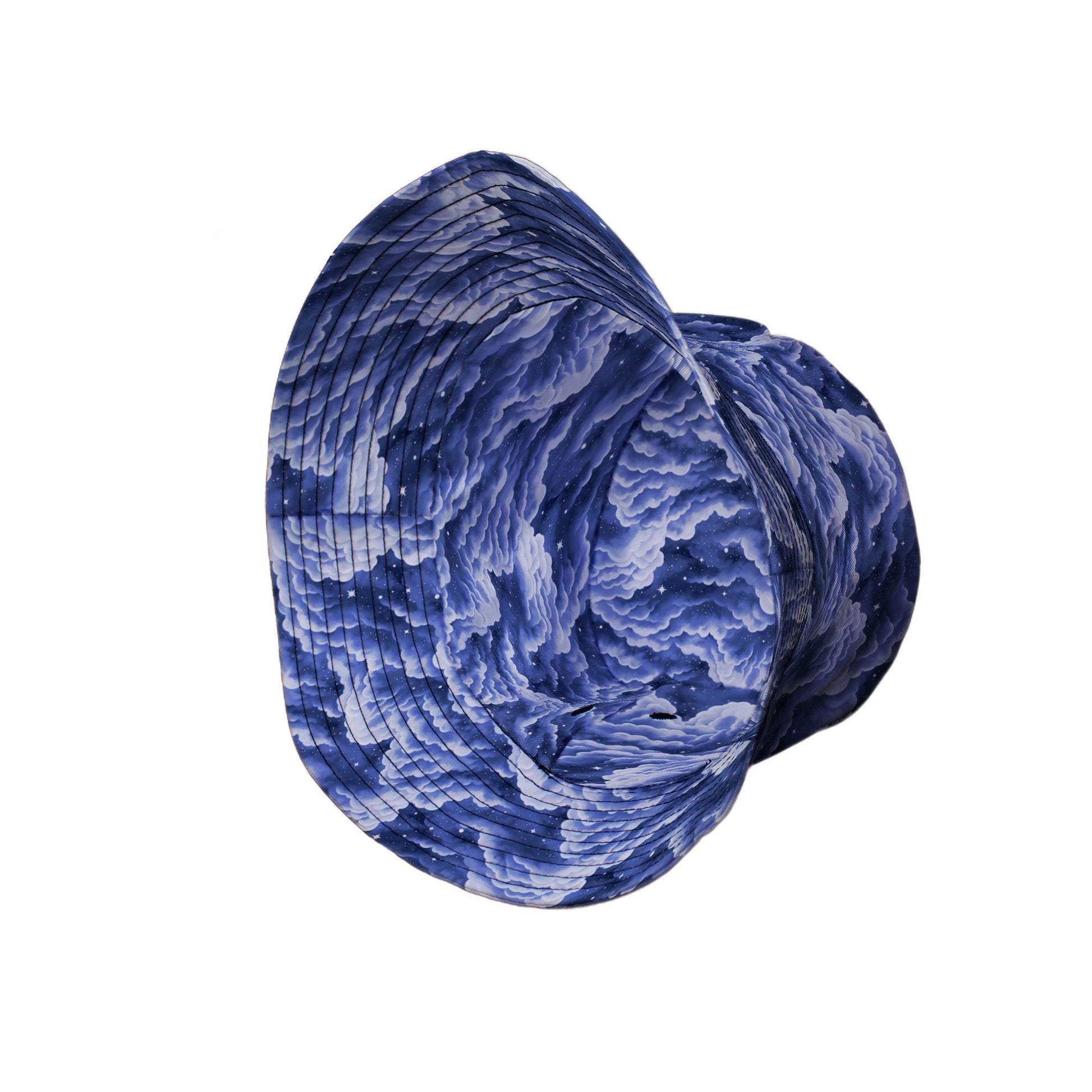 Painted Night Clouds Blue Bucket Hat Side View