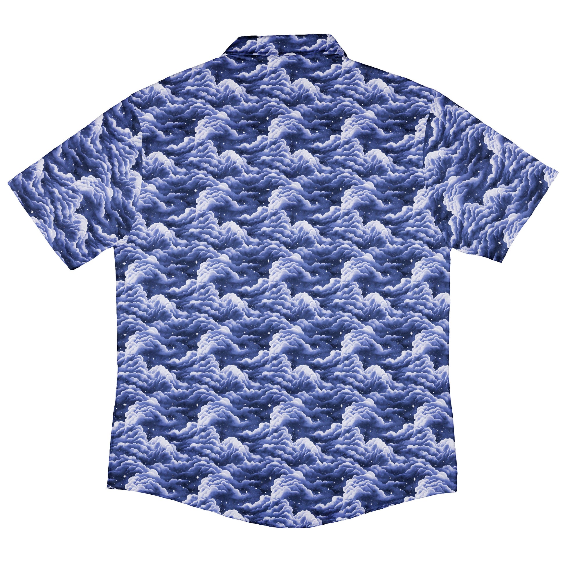 Painted Night Clouds Blue Button Up Shirt Back