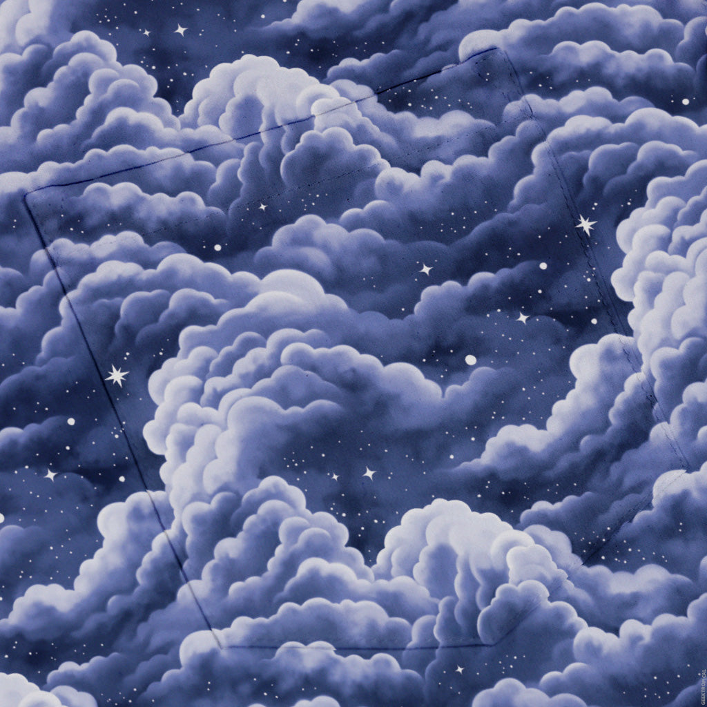 Painted Night Clouds Blue Button Up Shirt Pocket