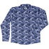 Painted Night Clouds Blue Long Sleeve Button Up Shirt front