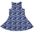 Painted Night Clouds Blue Sleeveless Dress back