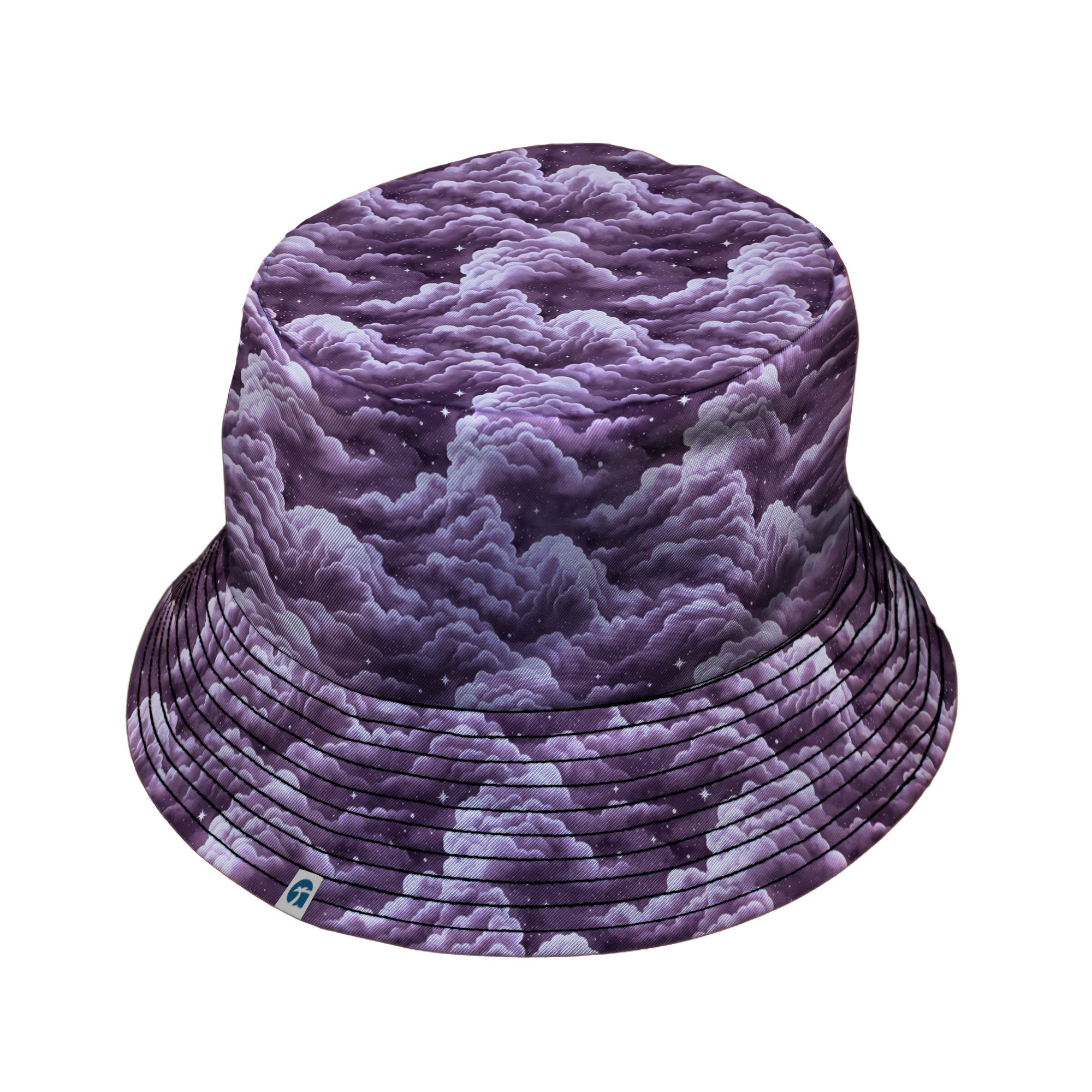 Painted Night Clouds Lilac Bucket Hat Black Stitching