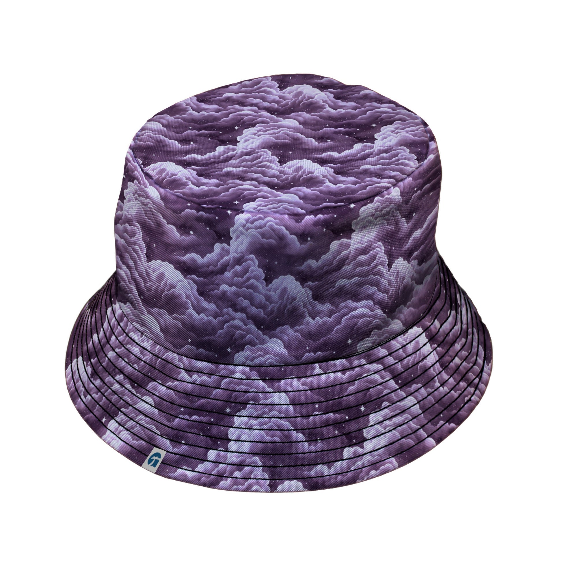 Painted Night Clouds Lilac Bucket Hat Black Stitching