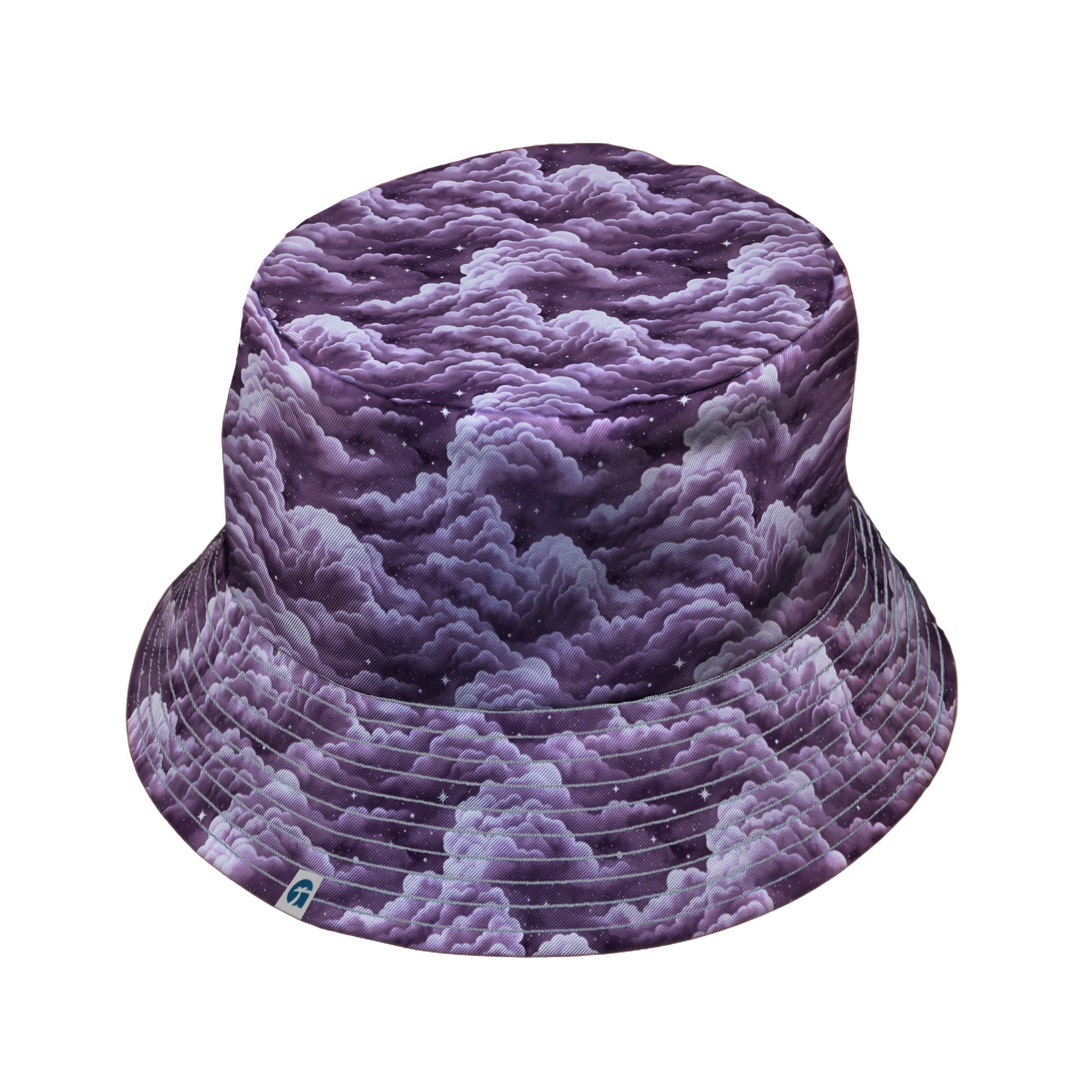Painted Night Clouds Lilac Bucket Hat Gray Stitching