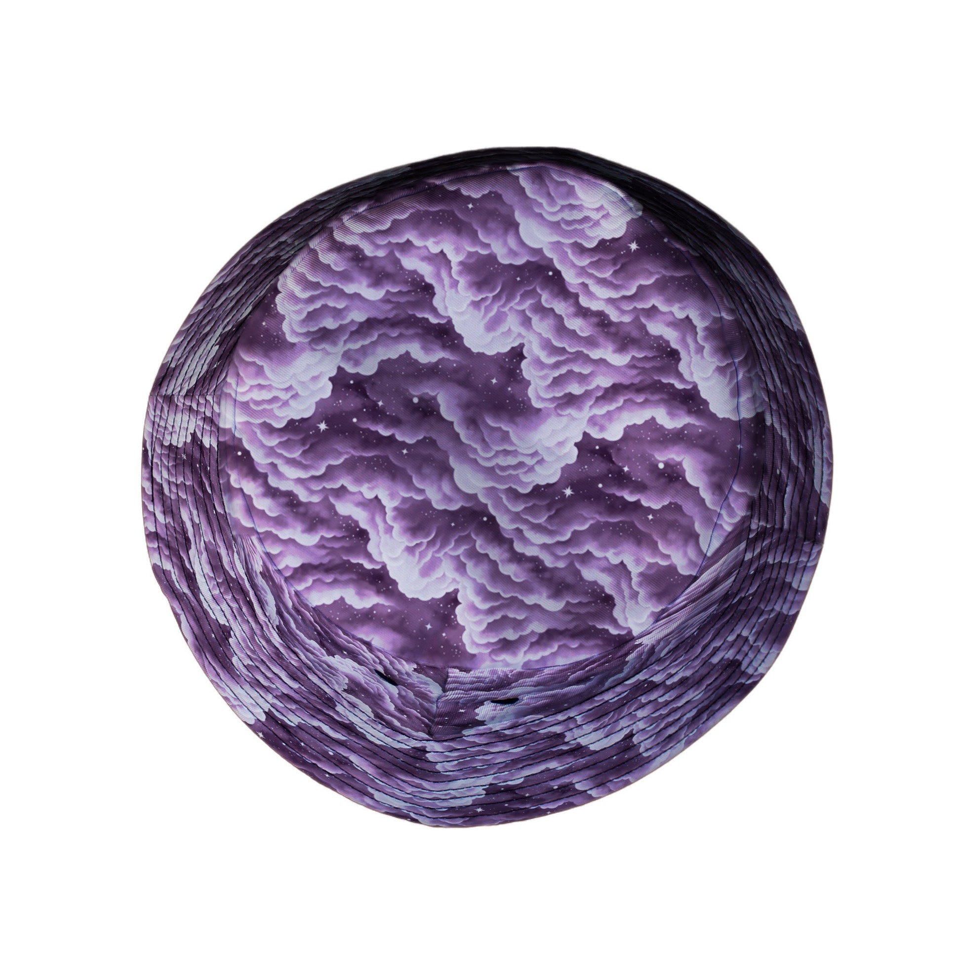 Painted Night Clouds Lilac Bucket Hat Top View