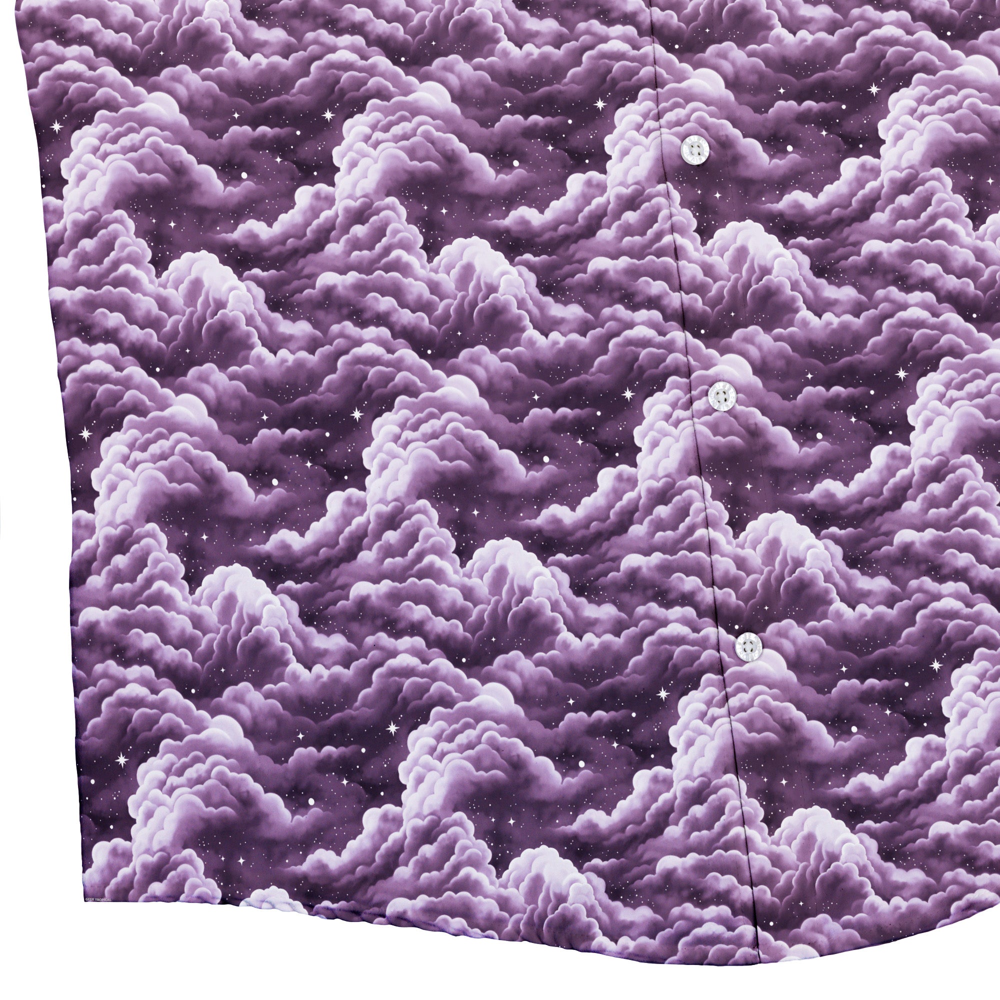 Painted Night Clouds Lilac Button Up Shirt Bottom Corner