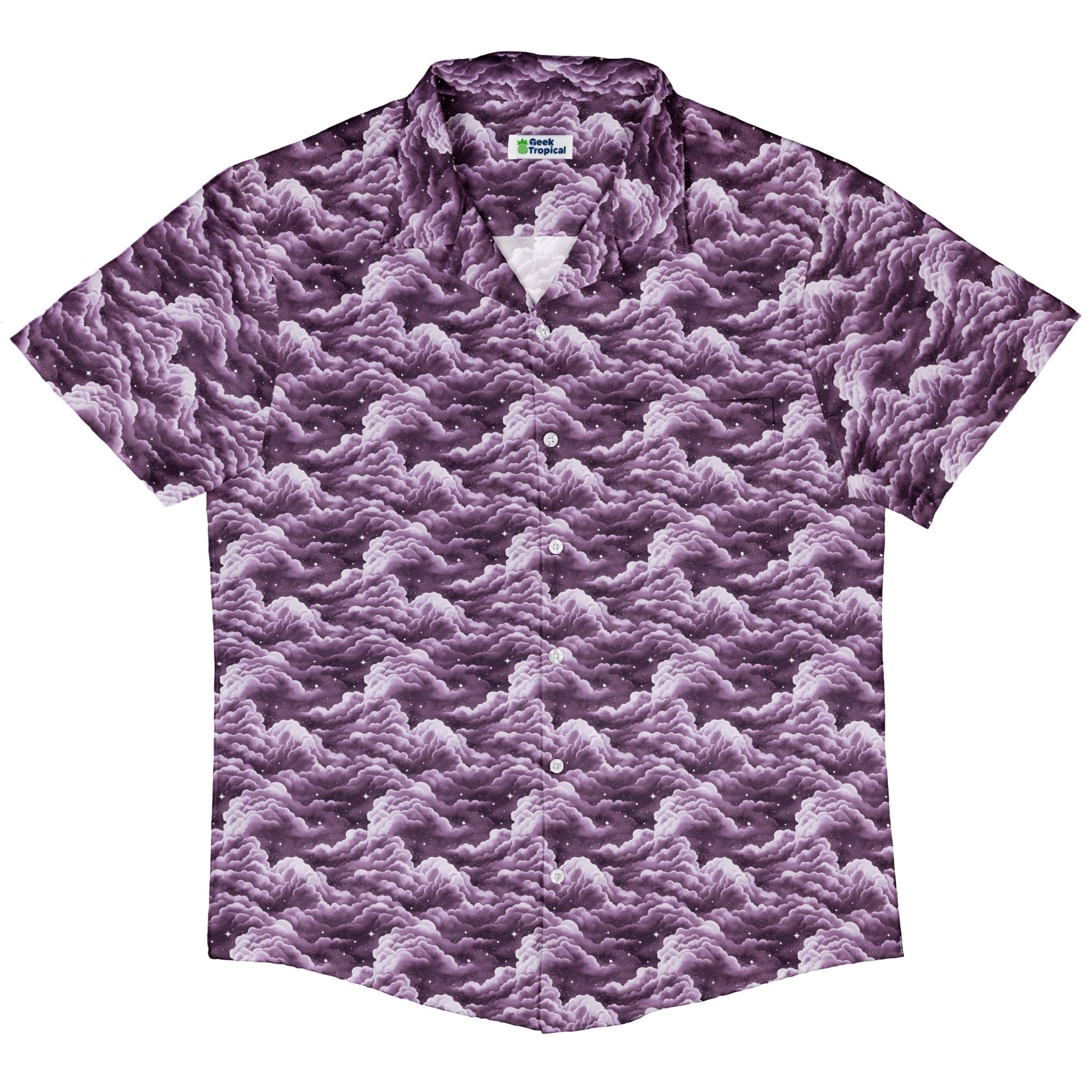 Painted Night Clouds Lilac Button Up Shirt 5