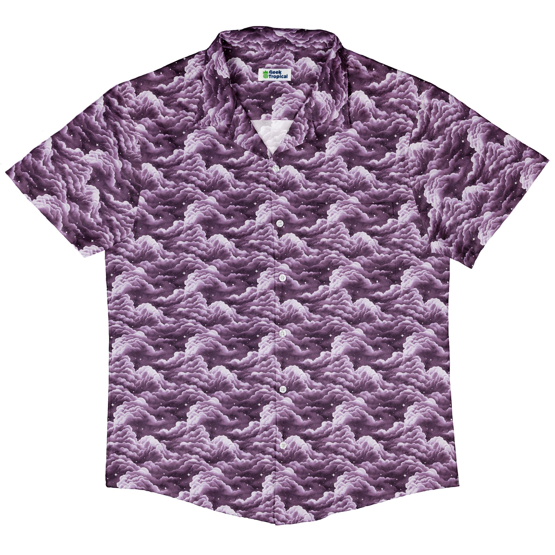 Painted Night Clouds Lilac Button Up Shirt Hawaiian Front