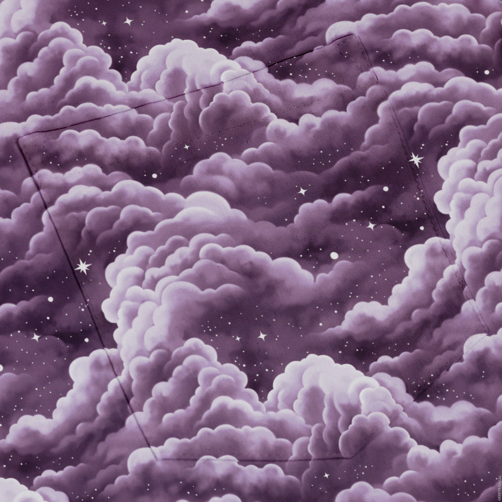 Painted Night Clouds Lilac Button Up Shirt Pocket