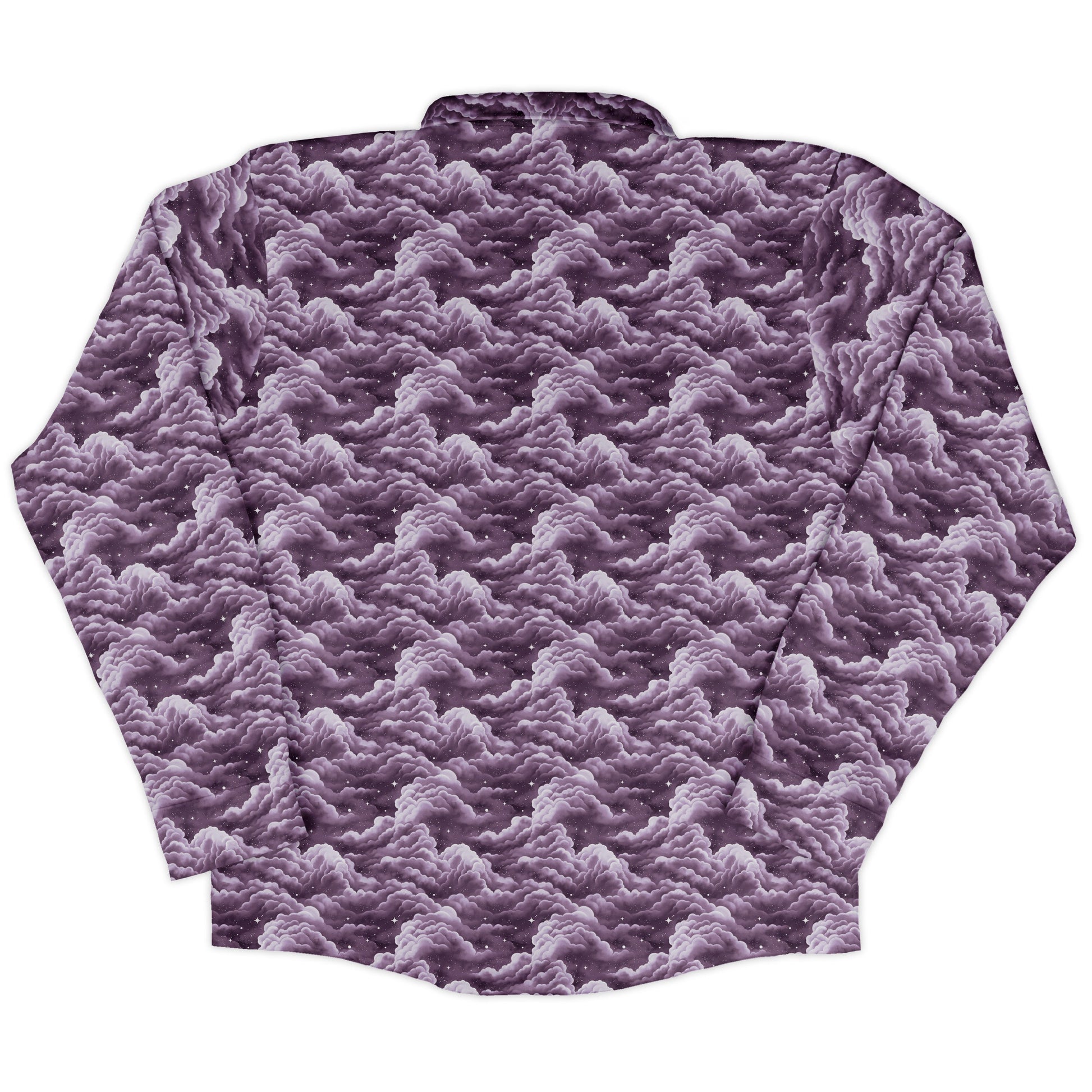 Painted Night Clouds Lilac Long Sleeve Button Up Shirt back