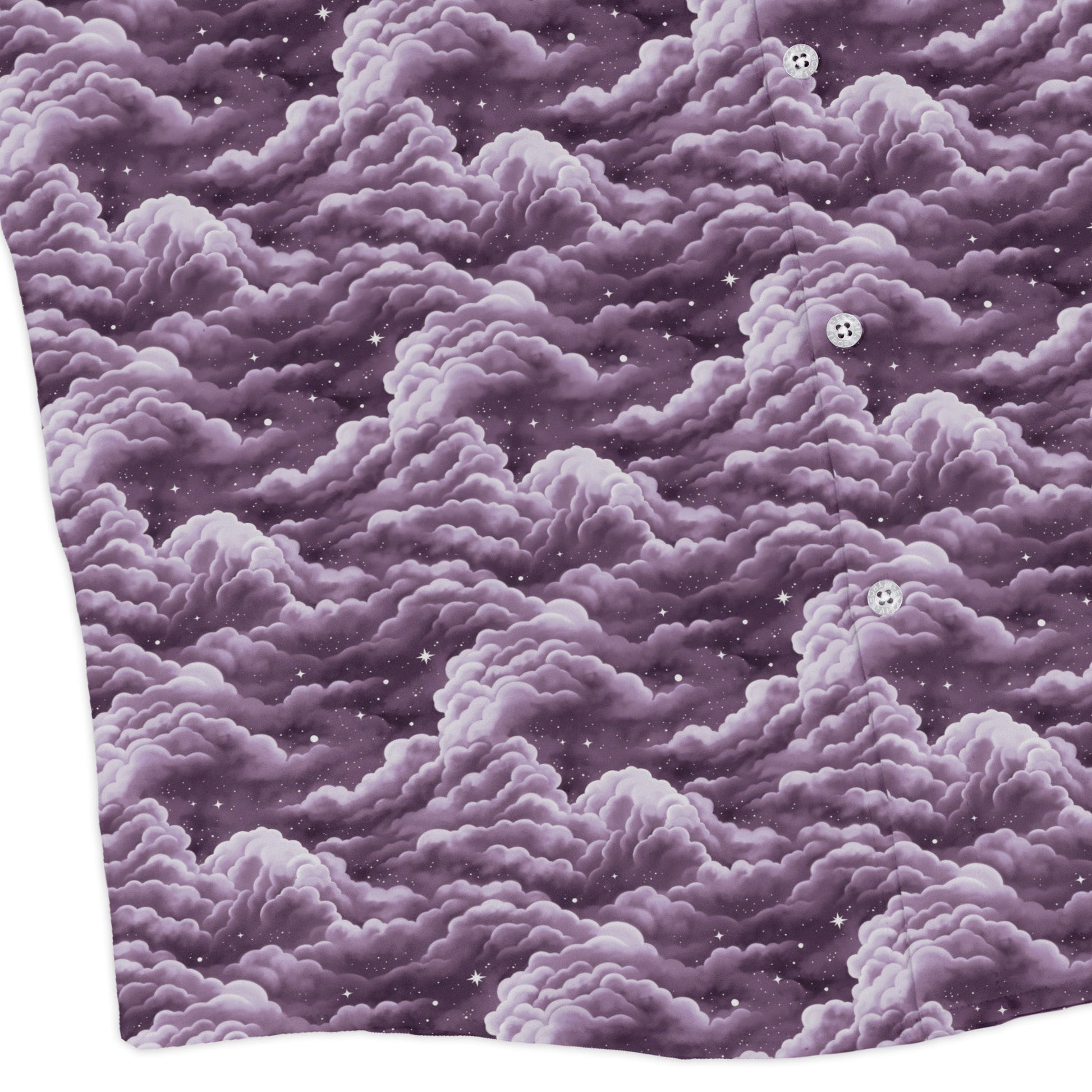 Painted Night Clouds Lilac Long Sleeve Button Up Shirt corner