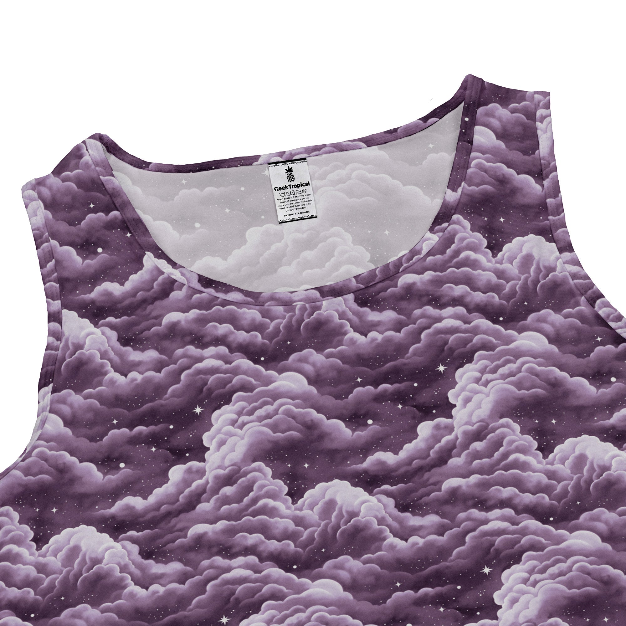 Painted Night Clouds Lilac Sleeveless Dress close front