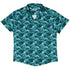 Painted Night Clouds Teal Button Up Shirt Hawaiian Front