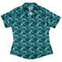 Painted Night Clouds Teal Curvy Button Up Shirt womens front