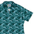 Painted Night Clouds Teal Curvy Button Up Shirt womens top right