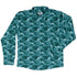 Painted Night Clouds Teal Long Sleeve Button Up Shirt front