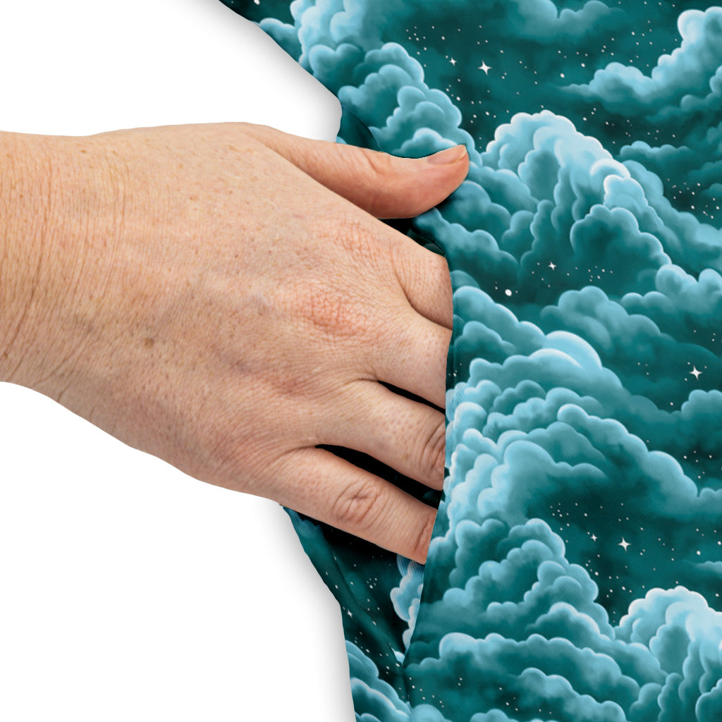 Painted Night Clouds Teal Sleeveless Dress Pocket