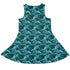 Painted Night Clouds Teal Sleeveless Dress back