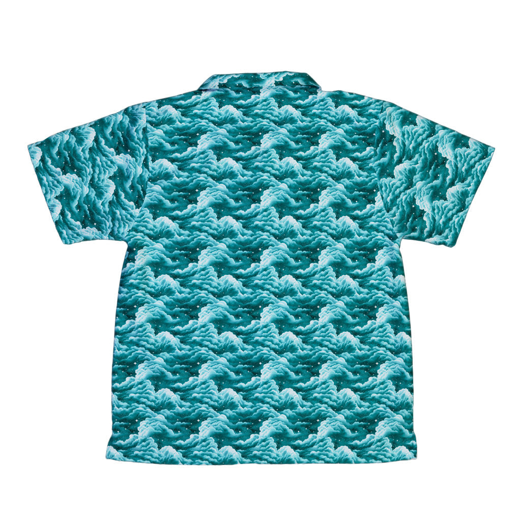 Painted Night Clouds Teal Youth Hawaiian Shirt Back