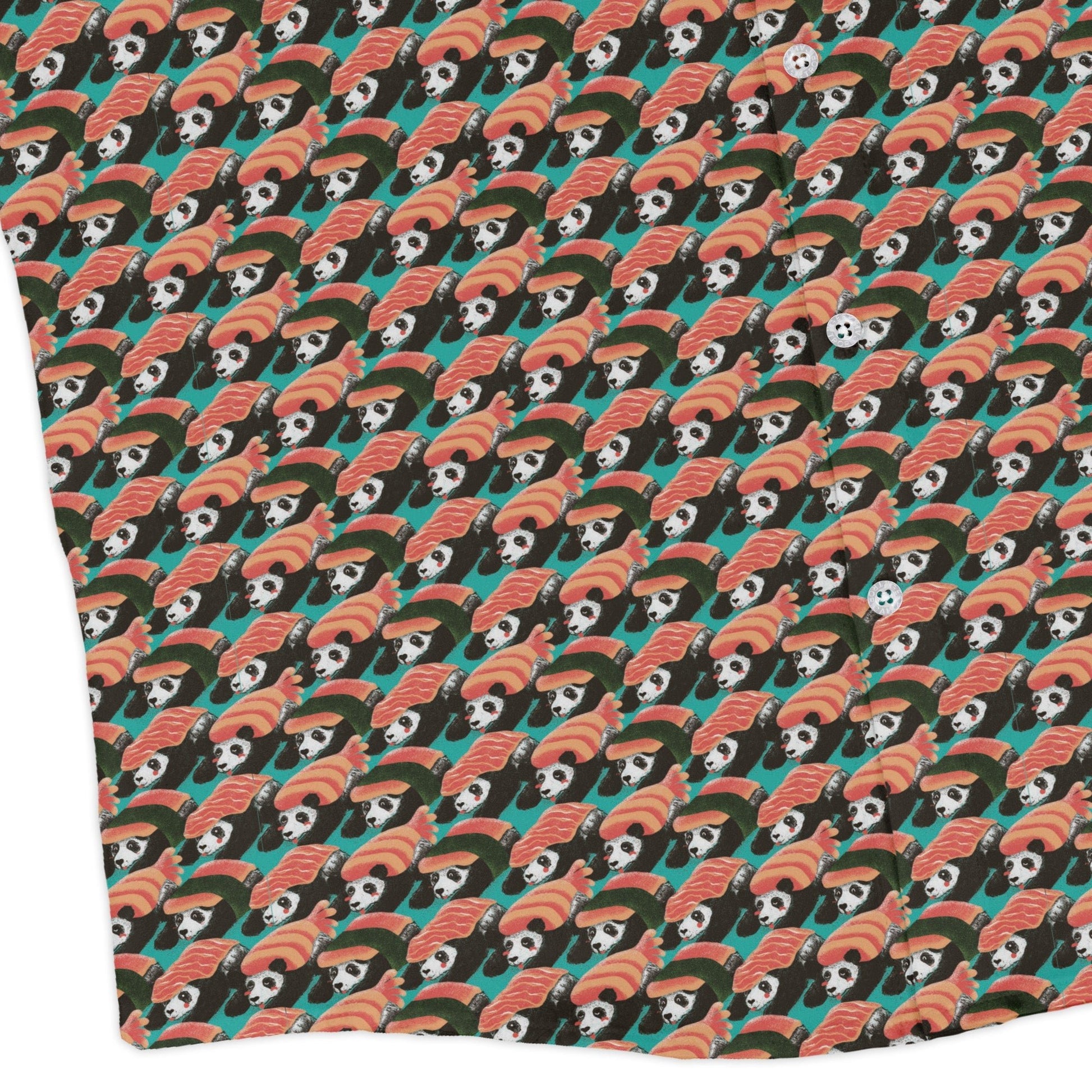 Panda Nigiri Anime Long Sleeve Button Up Shirt Geek Nerd adult sizing Animal Patterns Anime