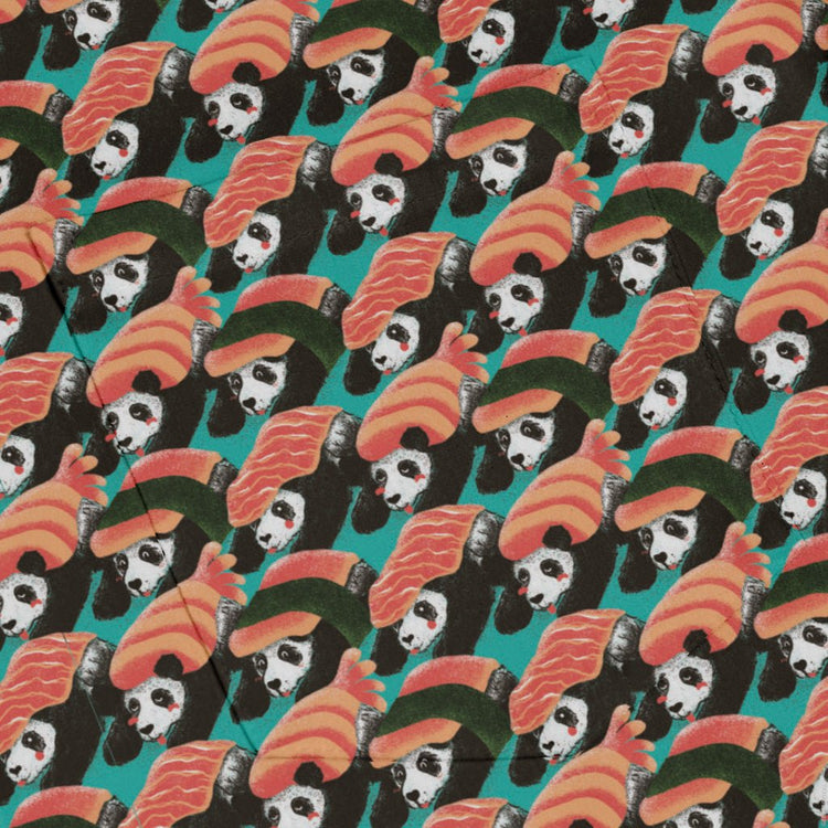 Panda Nigiri Anime Long Sleeve Button Up Shirt Geek Nerd adult sizing Animal Patterns Anime