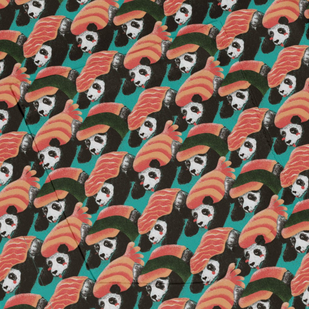 Panda Nigiri Anime Long Sleeve Button Up Shirt Geek Nerd adult sizing Animal Patterns Anime