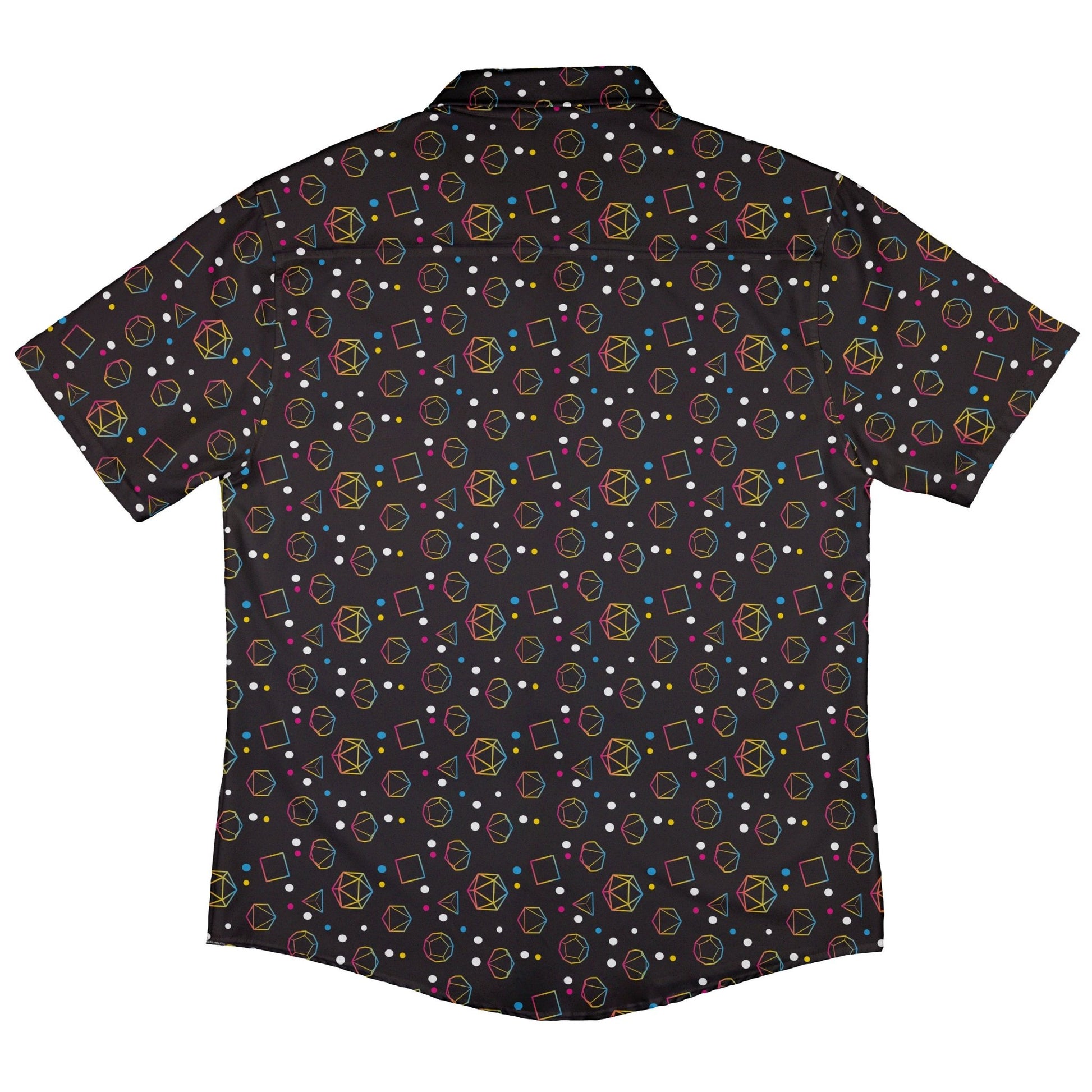 Pansexual Pride Flag DND Dice Button Up Shirt - adult sizing - Design by Heather Davenport - dnd & rpg print