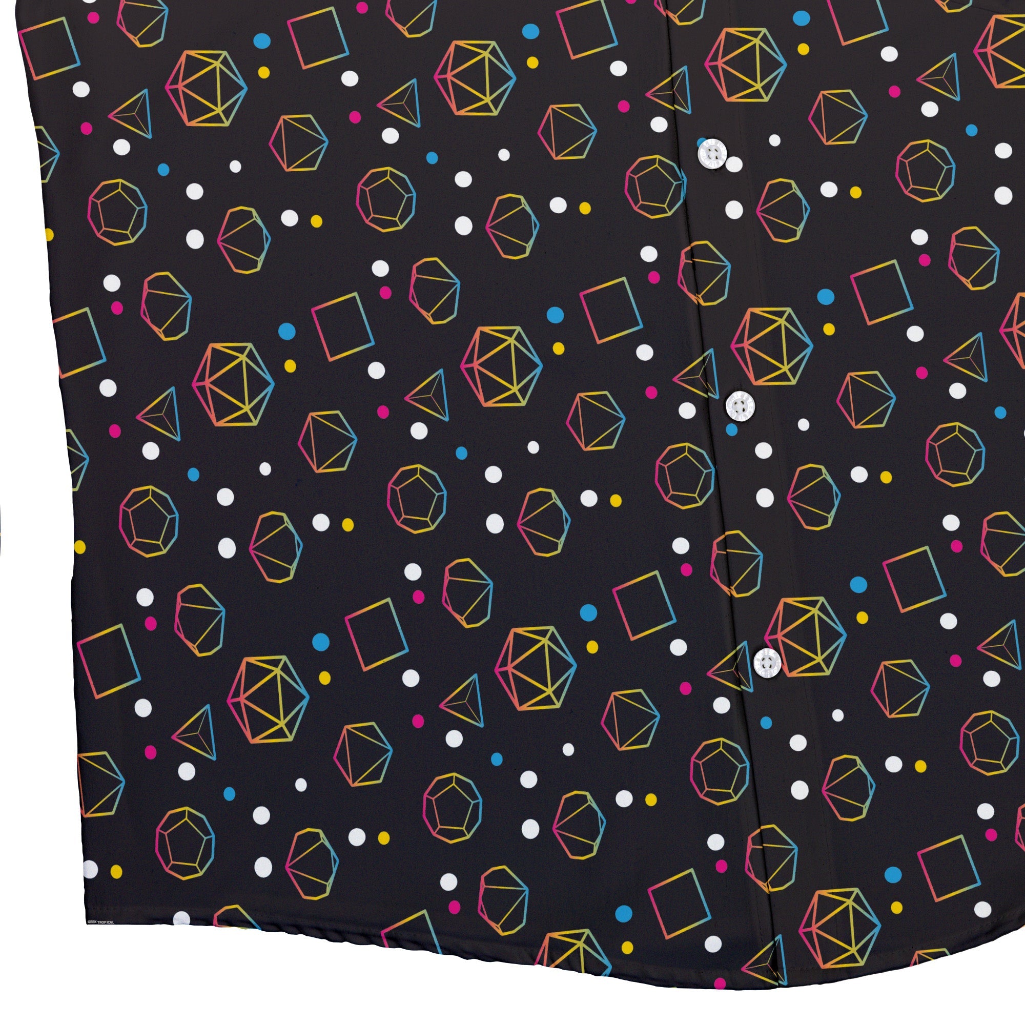 Pansexual Pride Flag DND Dice Button Up Shirt - adult sizing - Design by Heather Davenport - dnd & rpg print
